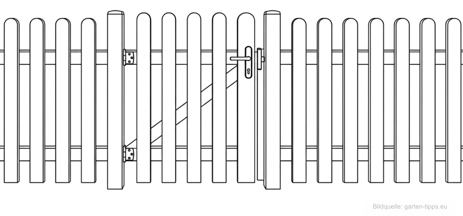 Der Lattenzaun wirkt klassisch und offen – ideal für eine dezente Abgrenzung im Garten.